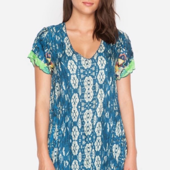 Johnny Was Puente Silk Tunic Geometric Print Tunic Top Small - Picture 4 of 12